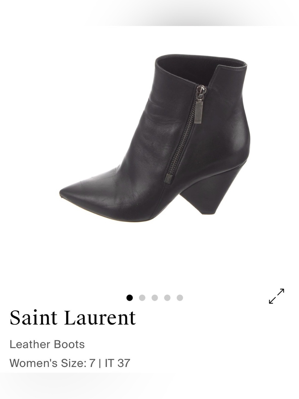 Saint Laurent YSL Black Leather Pointed Ankle Boots